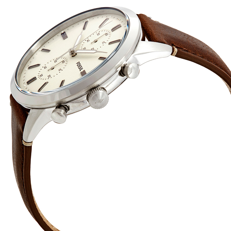 Oozoo Orologio Uomo Chrono Look 48mm – Cassa Argento, Cinturino Pelle Cognac, Vetro Minerale, Miyota