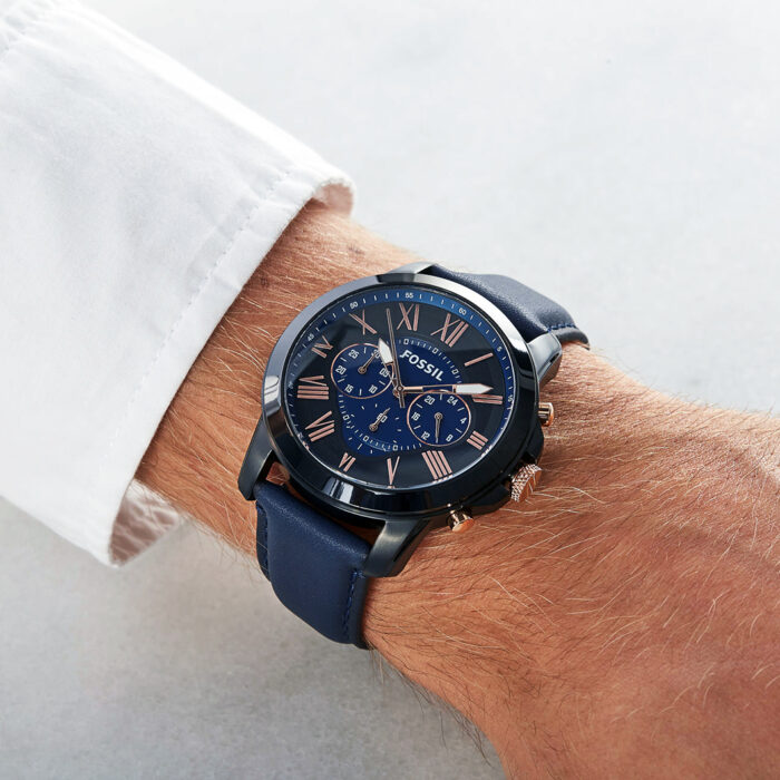 Orologio Uomo Fossil Grant Cronografo 44 mm Pelle Blu FS5061 - immagine 2