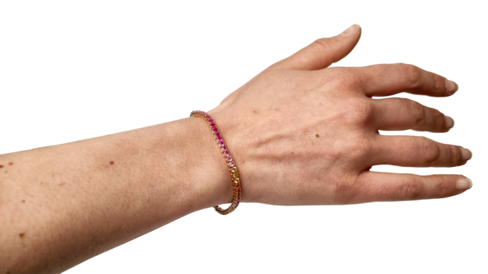 Bracciale Tennis Rainbow Oro Rosa 18 kt Zaffiri Naturali 4,40 ct - immagine 2