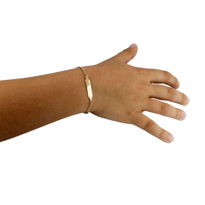 Bracciale Bimbo Battesimo Oro Giallo 18 kt con Targhetta Personalizzabile - immagine 2