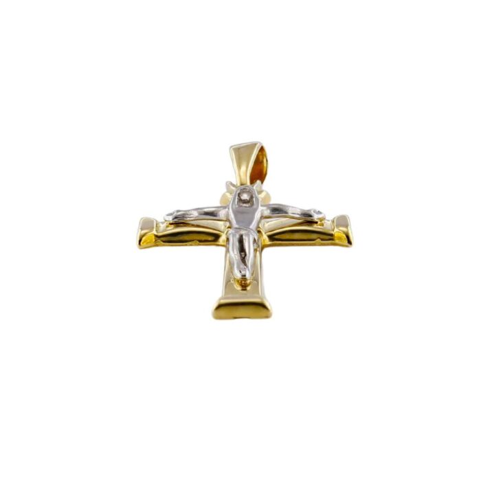 Ciondolo Pendente Croce Oro Giallo 18 kt Con Gesù in Oro Bianco 18 kt - immagine 3
