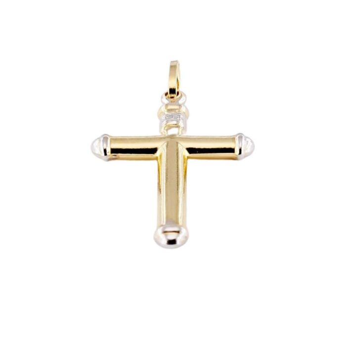 Pendente Forma Croce Media Completamente In Oro Giallo 18 kt - immagine 3