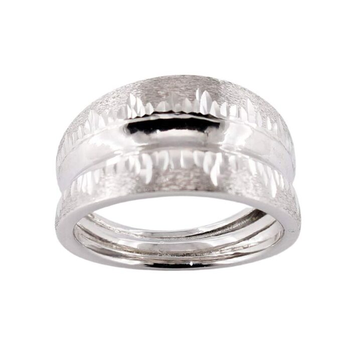 Anello Donna Fascia Larga In Oro Bianco 18 kt Satinato Finitura Laser - immagine 3