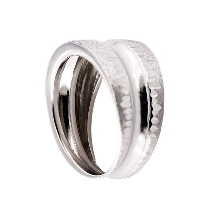 Anello Donna Fascia Larga In Oro Bianco 18 kt Satinato Finitura Laser - immagine 2