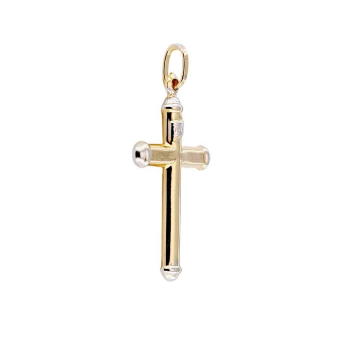 Pendente Forma Croce Media Completamente In Oro Giallo 18 kt - immagine 2