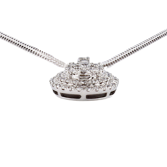 Naava Collana Con Pendente Rotondo In Oro Bianco 9K E Diamante, Gioiello Donna Con Certificato