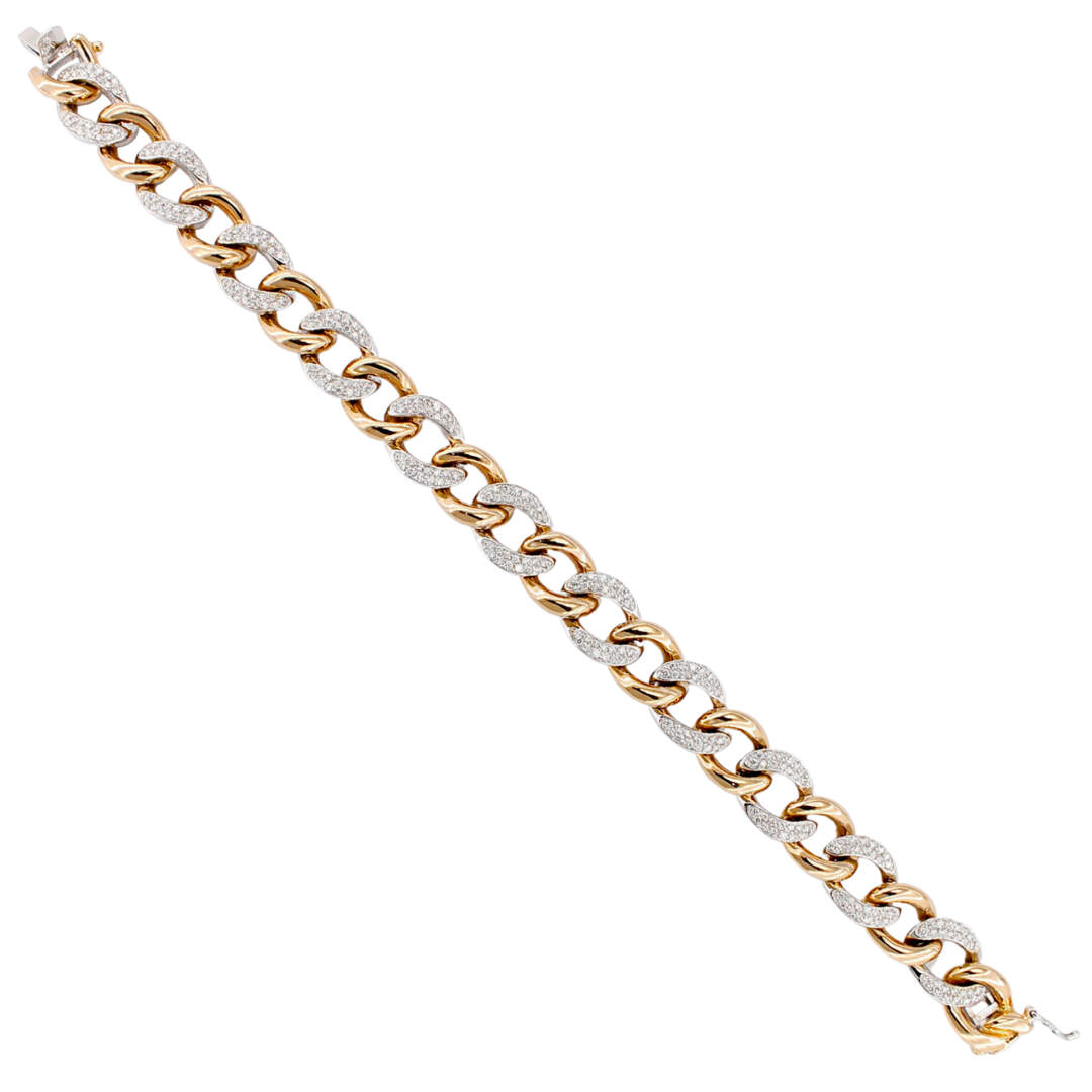 Braccialetto con catena a forma di graffetta, delicato e riempito in oro 14k - Italia