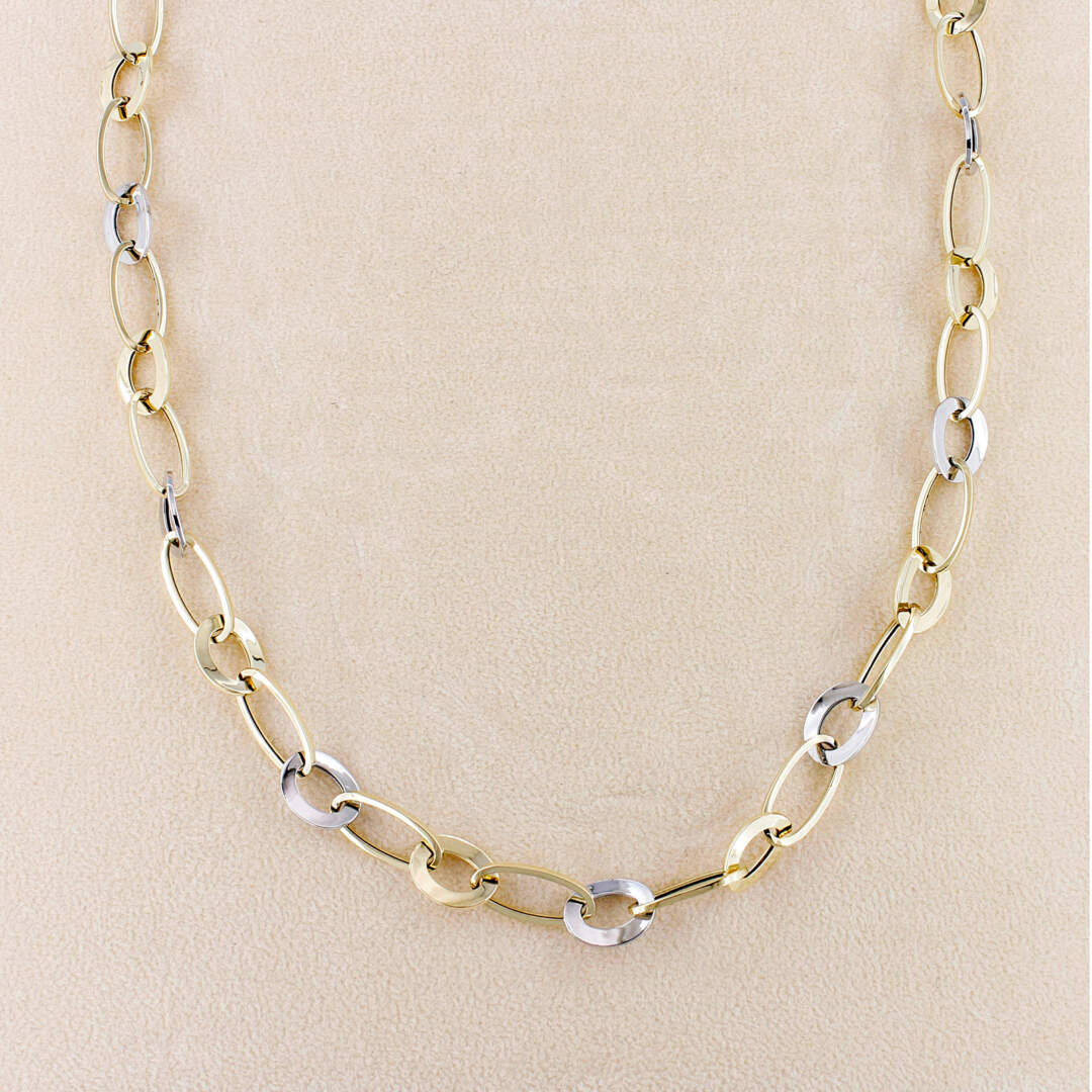 Collana Girocollo Cubana Unisex WOWORAMA Bicolore Oro E Argento, Acciaio Inox, Lunghezza 45,7 Cm, Spessore 5 Mm