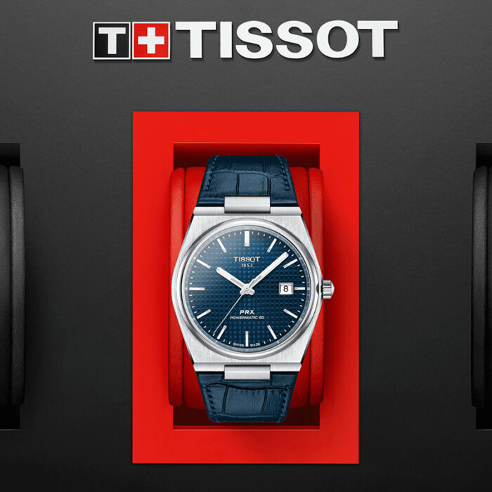 Orologio Uomo Tissot PRX POWERMATIC 80 Pelle Blu T1374071604100 - immagine 5