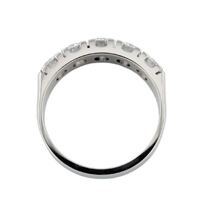 Anello Veretta Oro Bianco 18 kt E 5 Diamanti Naturali da 1,69 ct F Color - immagine 2