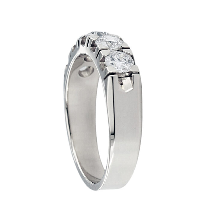 Anello Veretta Oro Bianco 18 kt E 5 Diamanti Naturali da 1,69 ct F Color - immagine 3