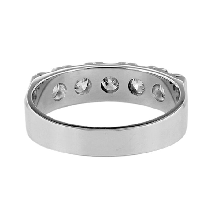 Anello Veretta Oro Bianco 18 kt E 5 Diamanti Naturali da 1,69 ct F Color - immagine 4