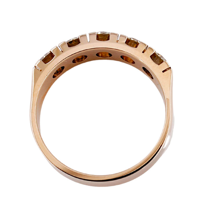 Anello Veretta Oro Rosa 18 kt E 5 Diamanti Brown da 1,75 ct - immagine 2
