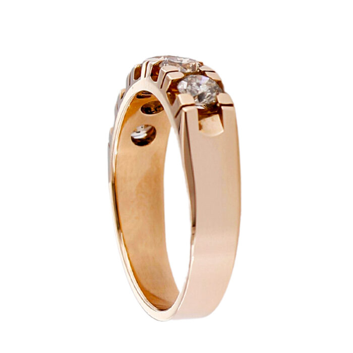 Anello Veretta Oro Rosa 18 kt E 5 Diamanti Brown da 1,75 ct - immagine 3