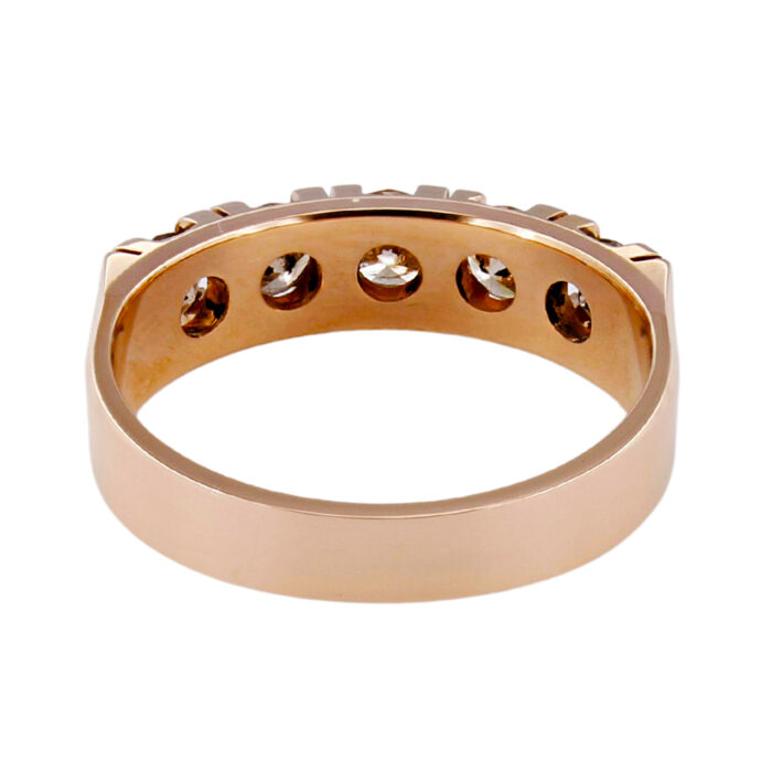 Anello Veretta Oro Rosa 18 kt E 5 Diamanti Brown da 1,75 ct - immagine 4