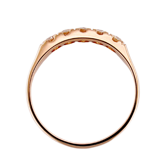 Anello Veretta Oro Rosa 18 kt E 5 Diamanti Naturali da 1 ct E Color - immagine 2