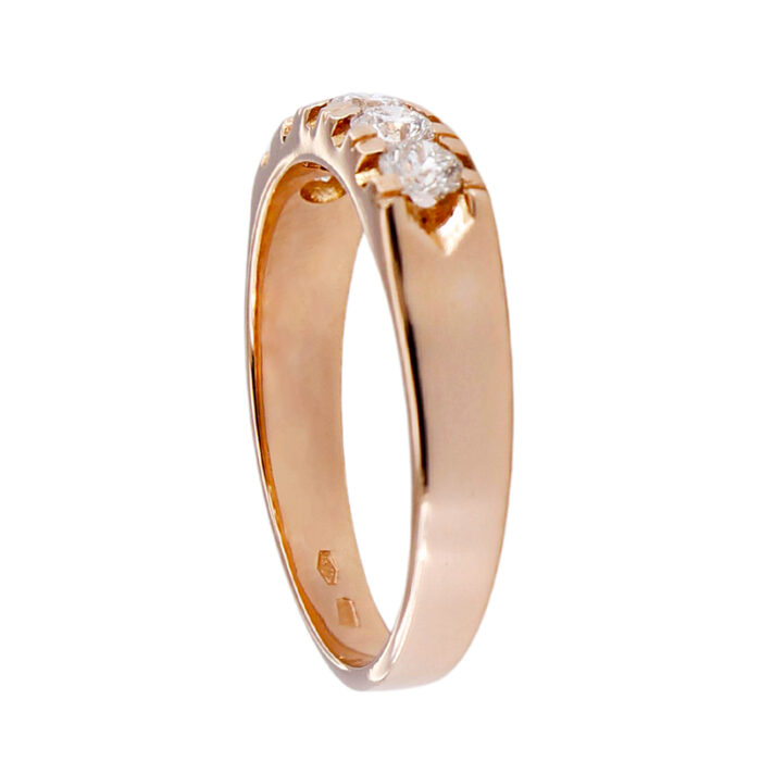 Anello Veretta Oro Rosa 18 kt E 5 Diamanti Naturali da 1 ct E Color - immagine 3