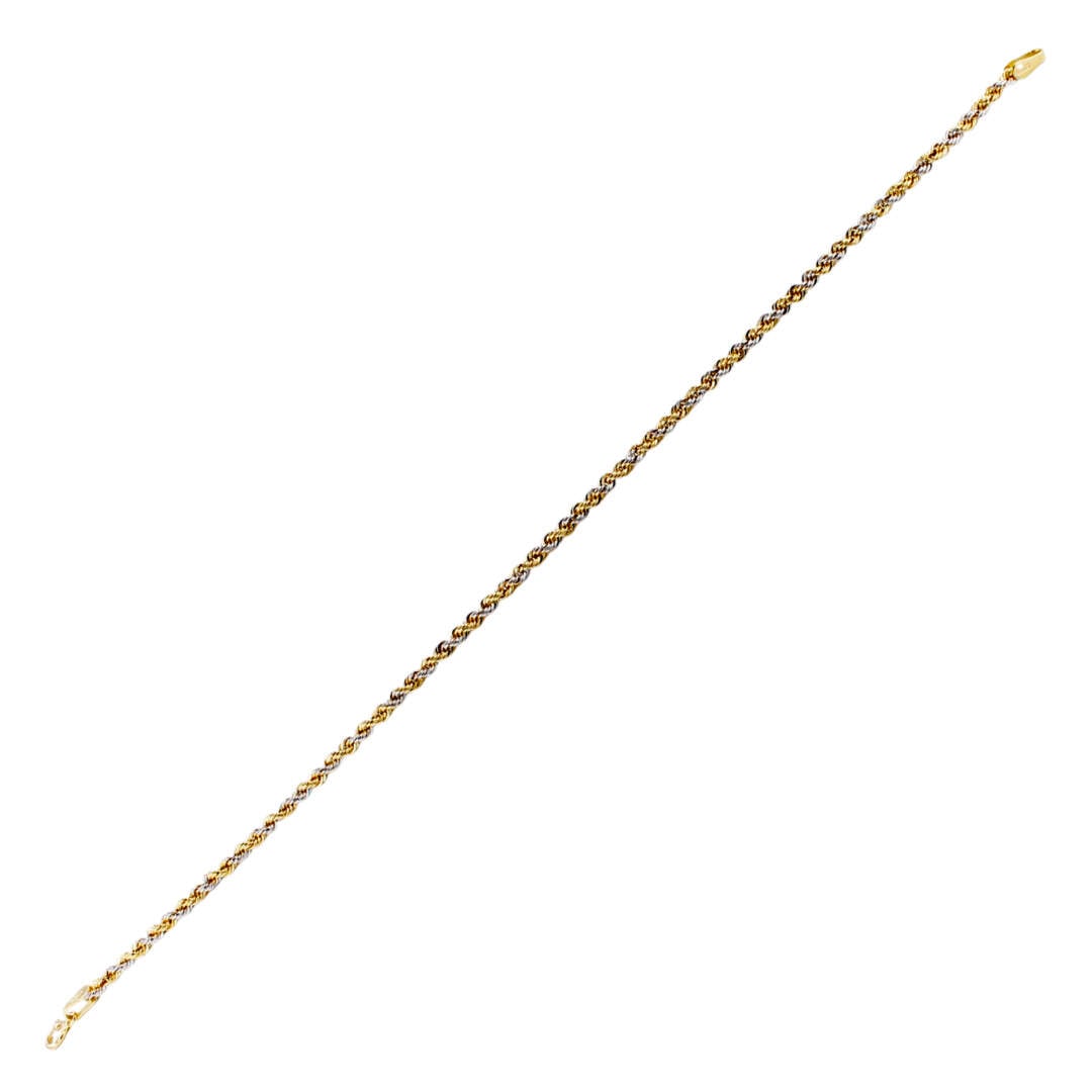 Bracciale Maglia Corda Bicolore Oro Giallo e Bianco 18kt 18 cm - immagine 3