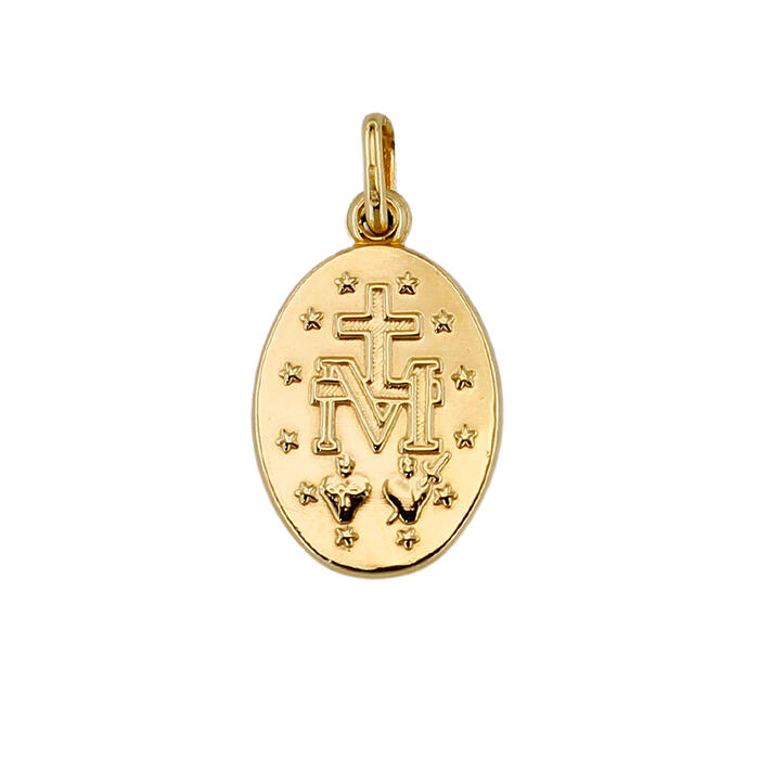 Ciondolo Collana Medaglietta Madonna di Lourdes In Oro Giallo 18 kt - immagine 2