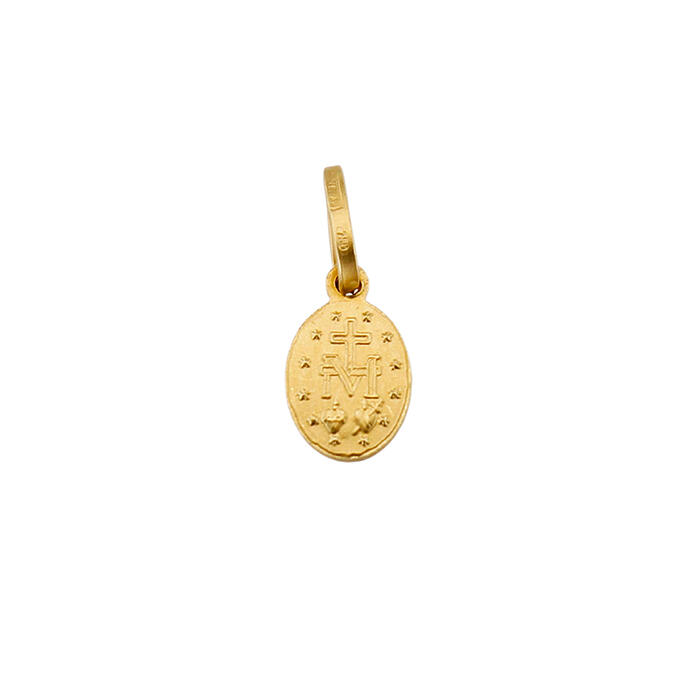 Ciondolo Collana Medaglietta Madonna di Lourdes Miracolosa In Oro Giallo 18 kt - immagine 2