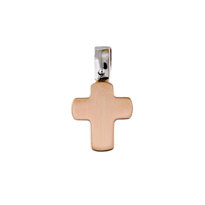 Pendente Collana Forma Croce Bombata In Oro Rosa 18 kt - immagine 3