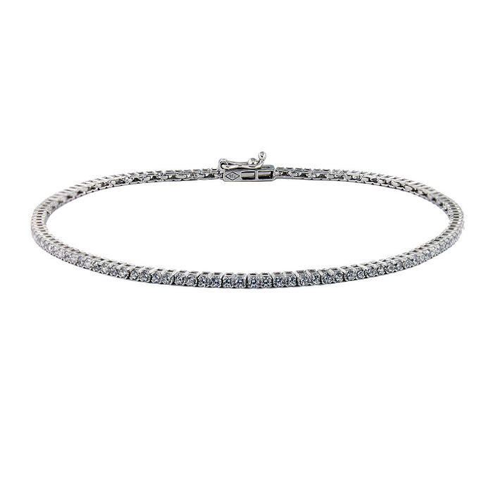 Bracciale Tennis Unisex in Oro Bianco 18 kt E Zirconi 18,5 cm - immagine 2