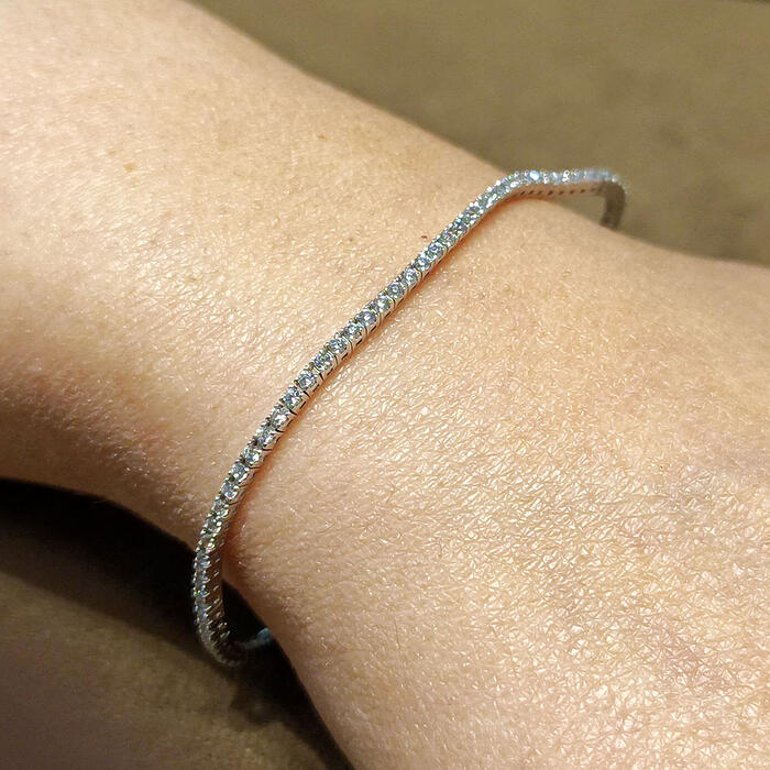 Bracciale Tennis Unisex in Oro Bianco 18 kt E Zirconi 18,5 cm - immagine 4