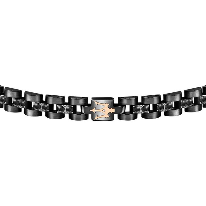 Bracciale Uomo Maserati Acciaio Zirconi Total Black Logo Oro Rosa JM420ATJ01 - immagine 4