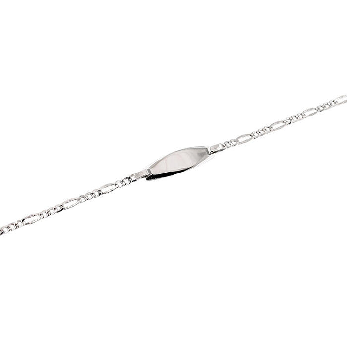 Bracciale battesimo In Oro Bianco 18 kt Maglia Figaro Laser con Placchetta Personalizzabile - immagine 3