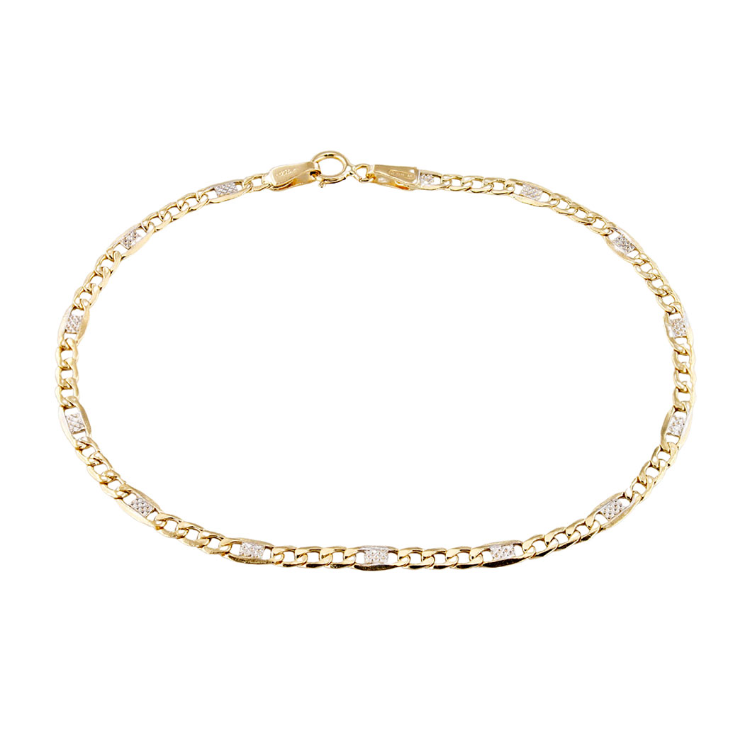 Senza titolo (1200 × 1200 px) - 1 Bracciale Uomo Oro Giallo 18 kt Maglia Figaro Diamantata 20 cm - immagine 1