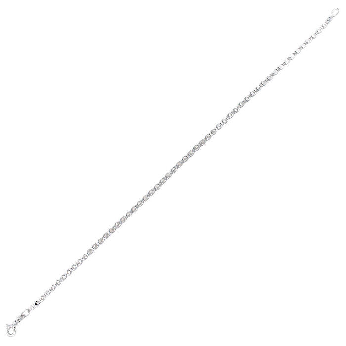 Bracciale Unisex Catena In Oro Bianco 18 kt Diamantata Laser 18,5 cm - immagine 2