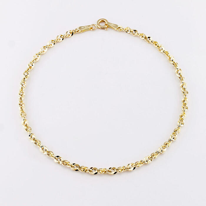 Bracciale Donna Corda Diamantata In Oro Giallo  e Bianco 18 kt 21 cm - immagine 2