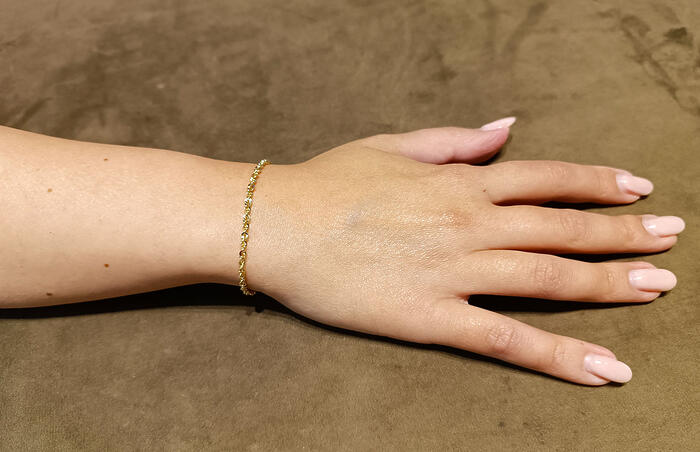 Bracciale Donna Corda Diamantata In Oro Giallo  e Bianco 18 kt 21 cm - immagine 4