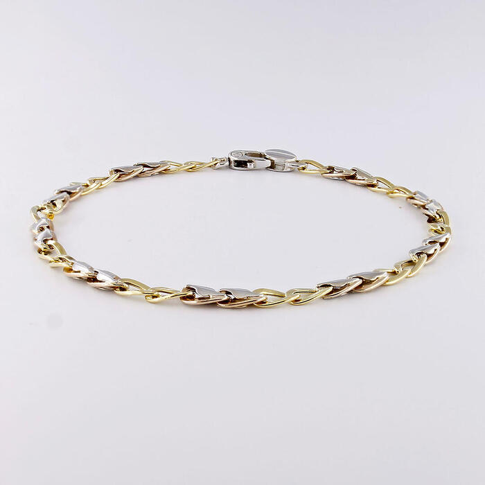 Bracciale Uomo Catena In Oro 18 kt Giallo Bianco e Rosa - immagine 2