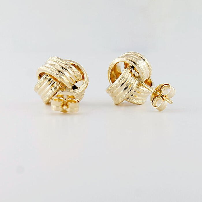 Orecchini Donna Nodo Oro Giallo 18 kt Diamantati a Laser - immagine 3