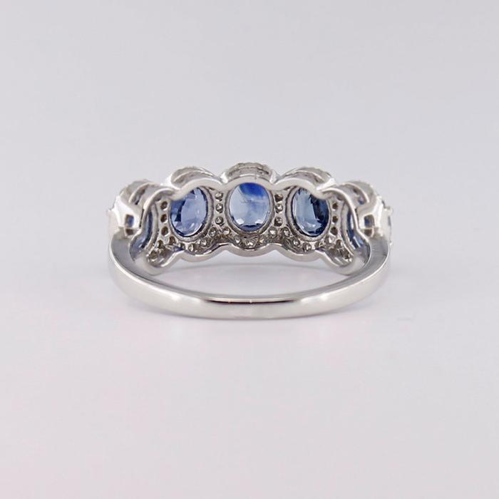 Anello Veretta Donna Zaffiri Blu 2.90 ct E Diamanti 0.40 ct - immagine 3