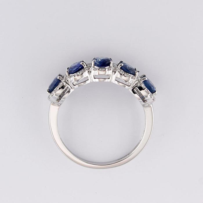 Anello Veretta Donna Zaffiri Blu 2.90 ct E Diamanti 0.40 ct - immagine 2