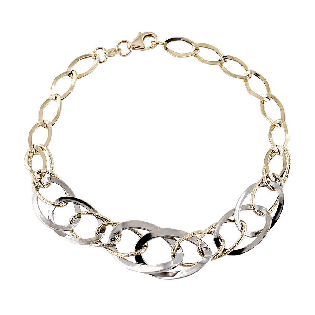Braccile Oro 18kt Con Greca Laser E Medusa In Oro Bianco - MegaJoyas
