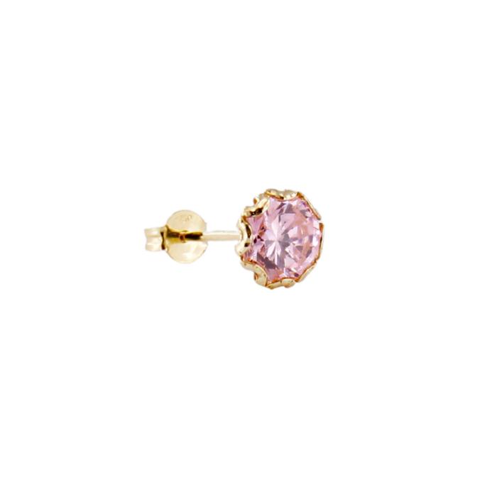 Orecchini Punto Luce Oro Giallo 18 kt Zirconi Rosa 6 mm - immagine 2