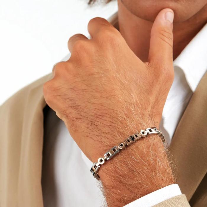 Bracciale Uomo Maserati Iconic Acciaio Argento Oro Rosa JM423AVD16 - immagine 4