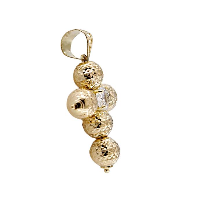 Ciondolo Collana Croce Sfere 6 mm In Oro Giallo 18 kt Diamantate Laser - immagine 3