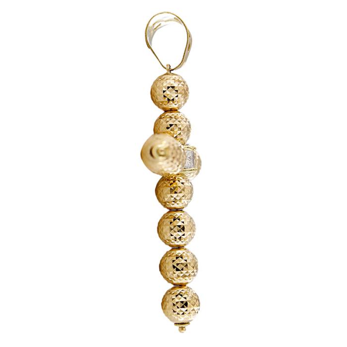 Pendente Croce Sfere 6 mm In Oro Giallo 18 kt Diamantate - immagine 3
