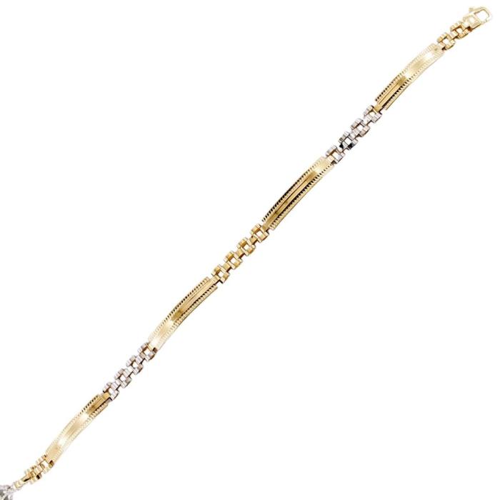 Bracciale Uomo Semirigido Oro giallo e bianco 18 kt Finiture Laser - immagine 3