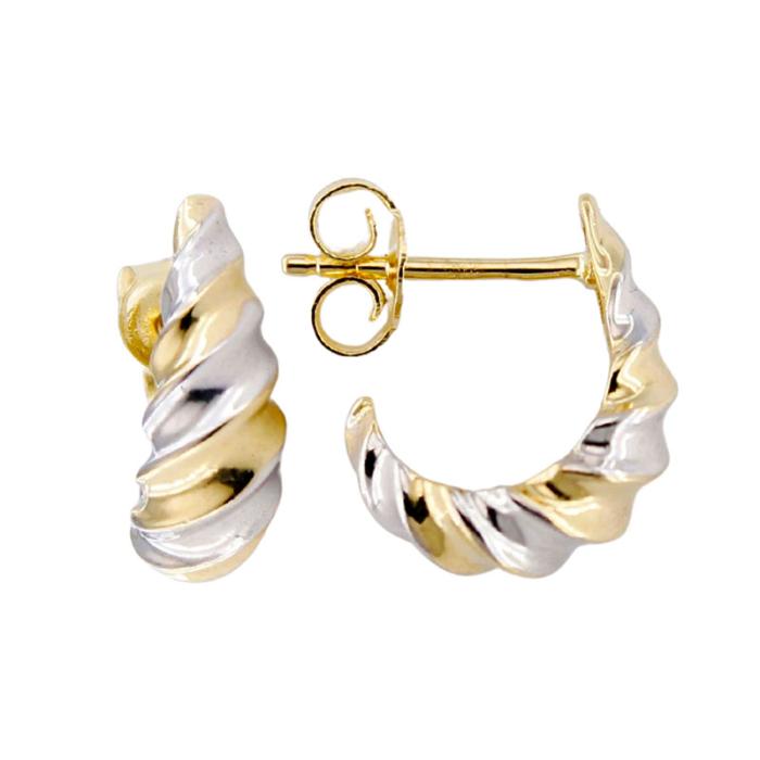 Orecchini Donna in Oro Giallo e Bianco 18 kt intrecciato - immagine 2