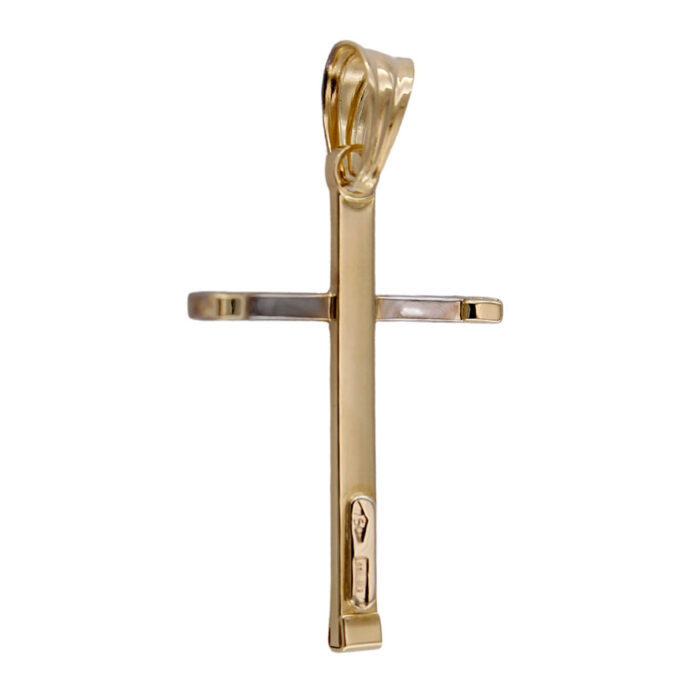 Ciondolo Collana Forma Croce moderna In Oro Giallo e Bianco 18 kt - immagine 3