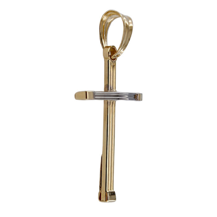 Ciondolo Collana Forma Croce moderna In Oro Giallo e Bianco 18 kt - immagine 2