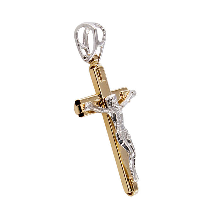 Ciondolo Croce Oro Giallo 18 kt con Gesù in Oro Bianco 18 kt - immagine 2