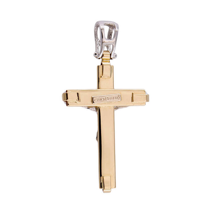 Ciondolo Croce Oro Giallo 18 kt con Gesù in Oro Bianco 18 kt - immagine 3