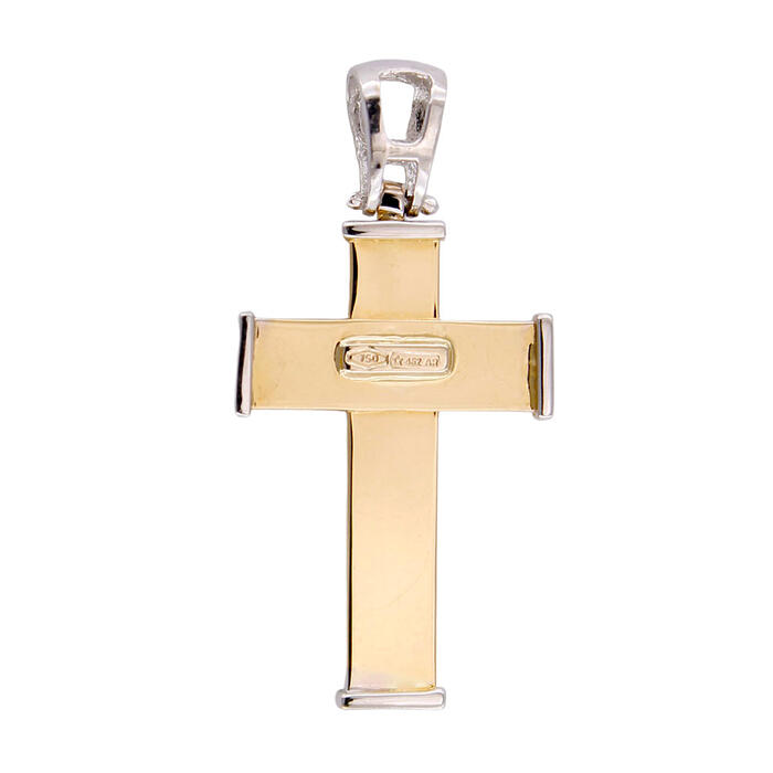 Ciondolo Croce Oro Giallo 18 kt con Gesù in Oro Bianco 18 kt Finiture Laser - immagine 3