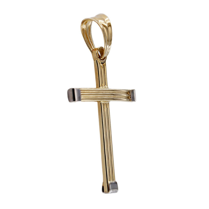 Ciondolo Pendente Collana Forma Croce moderna In Oro Giallo 18 kt - immagine 2